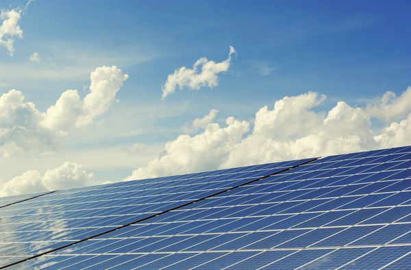 Solar panels factory rooftop