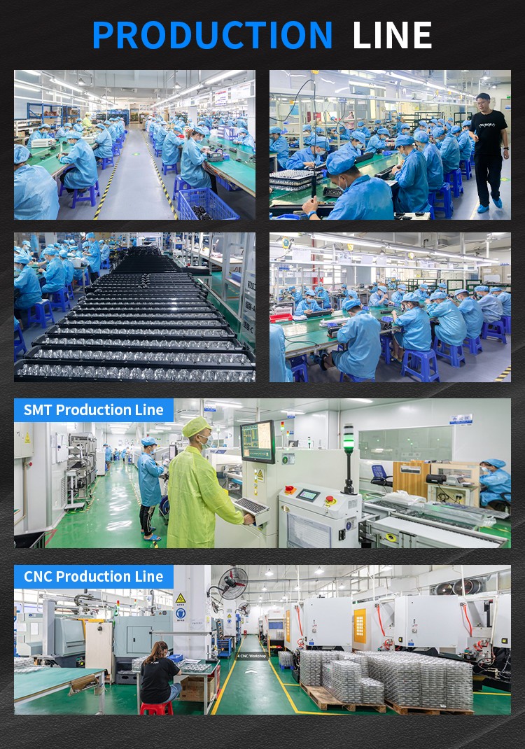 Aurora LED SMT production line, CNC production line and manual assembly workshops