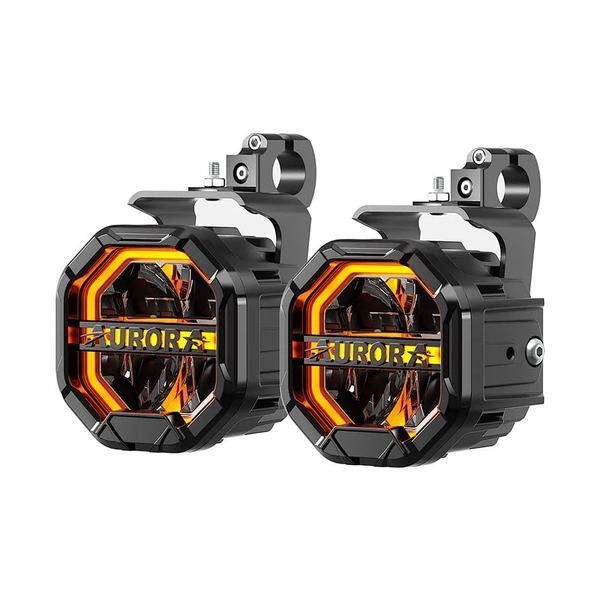 Aurora Driving System Dual Colour Yellow White Spotlight Led Lights Bike Motorbi