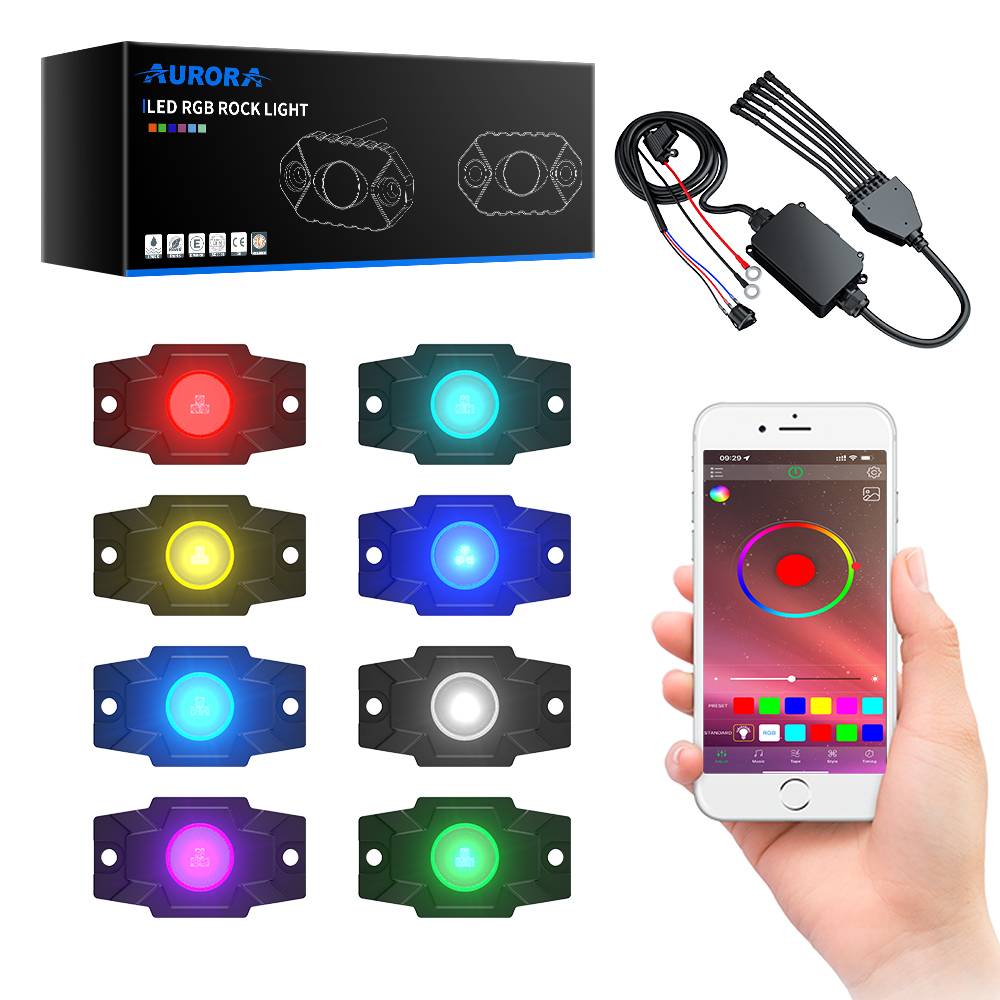 AURORA Y6-2-RGBW-D8 Single PackWireless Control RGBWr Chips Rock light